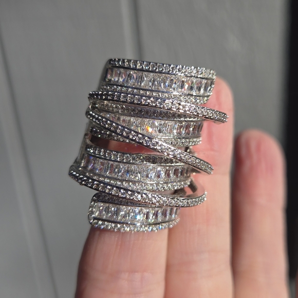 Sterling S925 silver Zircon & Topaz finger cuff sz10 - Picture 5 of 13